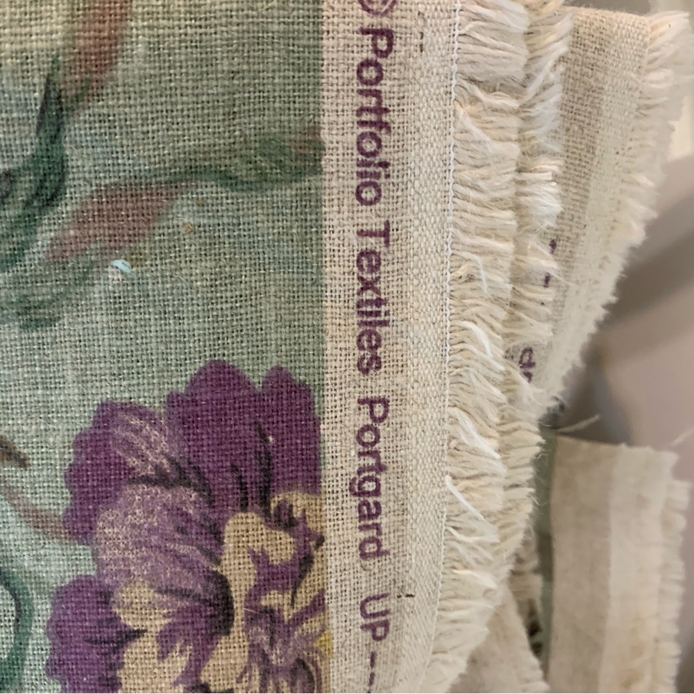 Custom Made Lined Sage Green Floral French Country Linen Curtains-51” W x90”L - Picture 7 of 7